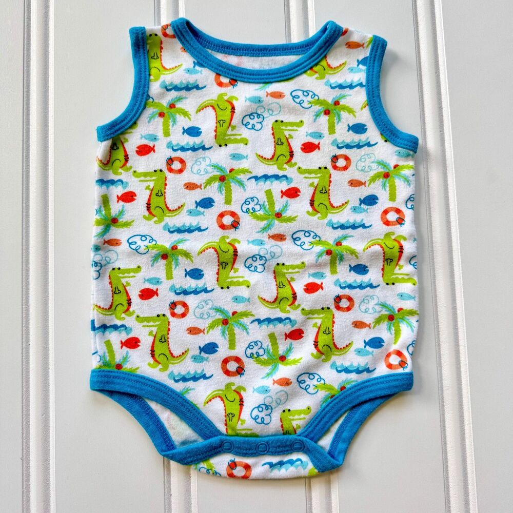 4/$10 - Kidgets Alligator Tank Top Baby Onesie Bodysuit